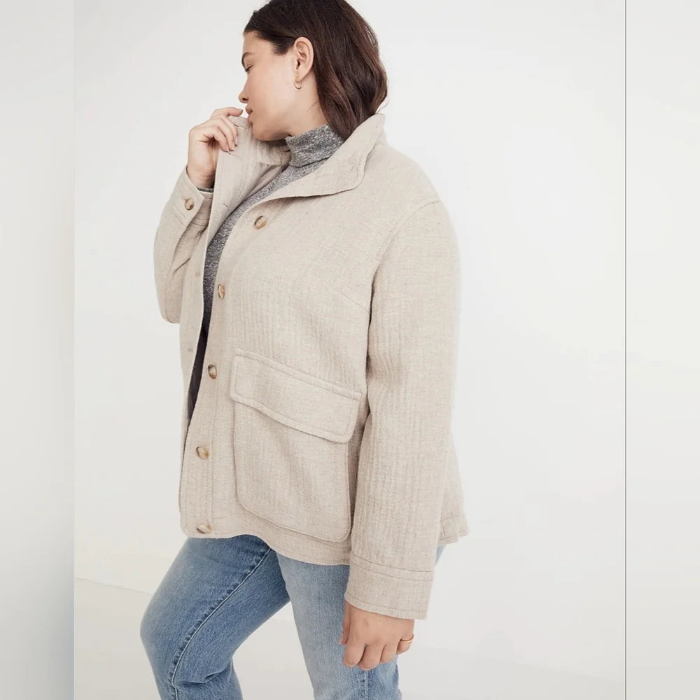Madewell Clairmont Crop Jacket Plus Size 4X Heather Natural Wool Blend NEW!